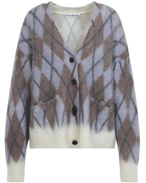 Acne Studios Mohair Argyle Vest - Grijs
