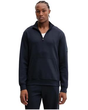 EA7 Hoodies & Sweatvesten ,Blauw ,Polyester Ritsluiting Sweatshirt