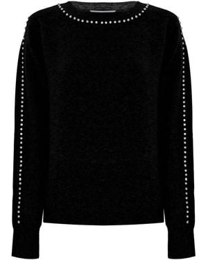 Kocca Truien & Vesten ,Zwart ,Modieuze Sweatshirt Met Ronde Hals En Juwelen