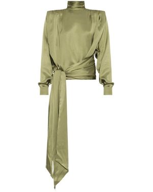 Balmain Zijden Blouse Met Schoudervullingen - Groen