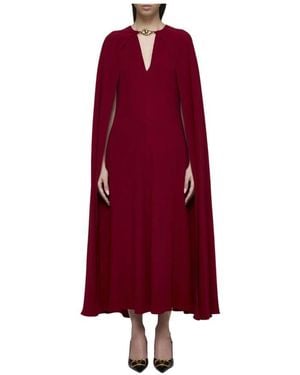 Valentino Rotes V-Ausschnitt Midi-Kleid