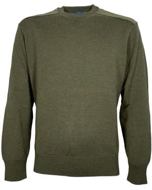 Paul & Shark Grüner Wollpullover Mit Technischen Stoffeinsätzen