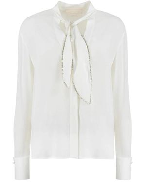 Genny Overhemden ,Wit ,Zijdenmix Shirt Met Lange Mouwen