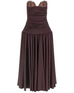 Magda Butrym Mouwloze Off-Shoulder Jurk - Paars