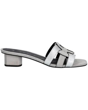 Furla Schoenen ,Grijs ,Leer Cilindro Heeled Mules - Wit