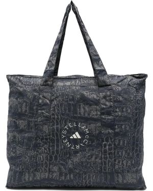 adidas By Stella McCartney Schwarze Tasche Mit Logo-Print Und Offener Oberseite