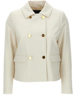 Kiton Jassen ,Wit ,Wol Cropped Double-Breasted Jas