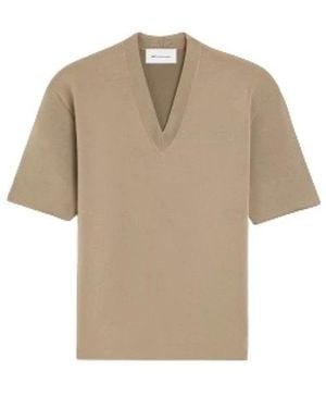 Ami Paris Truien & Vesten ,Bruin ,Wol Double-Face V-Neck Knit - Naturel