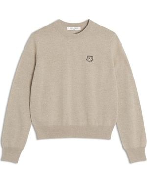 Maison Kitsuné Merino Wol Trui Met Lange Mouwen - Wit