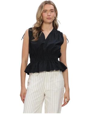 Second Female Tops ,Zwart ,Leer Carpi Top