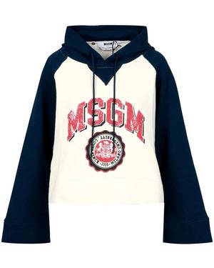 MSGM Hoodies & Sweatvesten ,Veelkleurig ,Katoen Sweatshirt Van Katoenen Jersey - Blauw