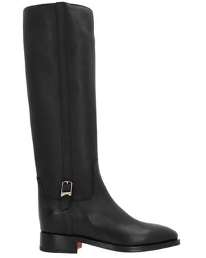 Santoni Botas De Cuero Negro Con Cremallera, Mujer, Talla
