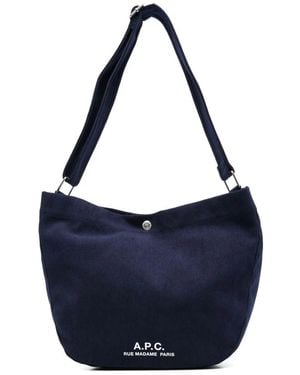 A.P.C. Blauwe Corduroy Tas Met Voorlogo