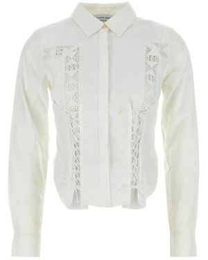 Marine Serre Overhemden ,Wit ,Katoen Cotton Lace-Up Shirt