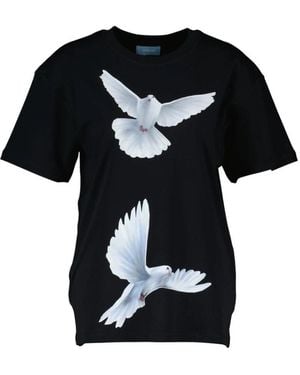 3.PARADIS Tops ,Zwart ,Katoen Freedom Doves T-Shirt
