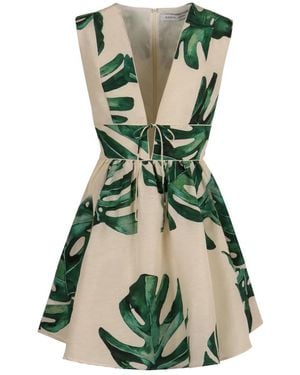 Raquel Diniz Linen And Silk Dress - Green