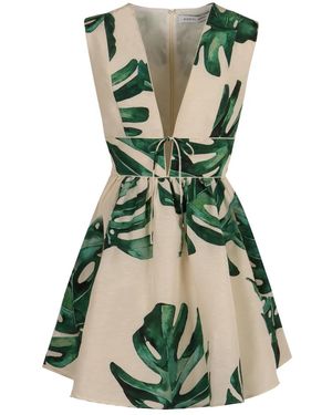 Raquel Diniz Linen And Silk Dress - Green