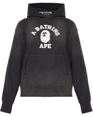 A Bathing Ape Hoodies & Sweatvesten ,Grijs ,Katoen Sweatshirt Met Logo