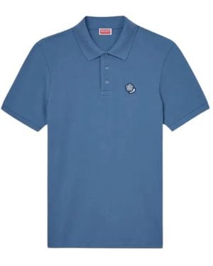 KENZO Blau Besticktes Baumwoll-Poloshirt