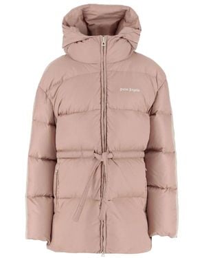 Palm Angels Rosa gepolsterte kapuzenjacke mit logo-stickerei - Pink