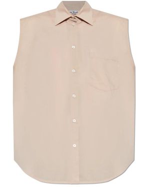 Acne Studios Overhemden ,Roze ,Katoen Mouwloze Zijden Blouse - Naturel