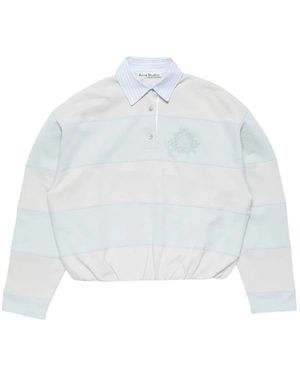 Acne Studios Tops ,Blauw ,Katoen Gestreepte Polo Sweater - Wit