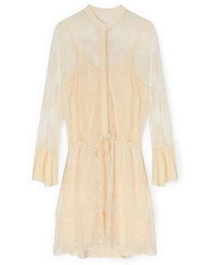 mötivi Shirtdress Van Geborduurd Tule - Naturel