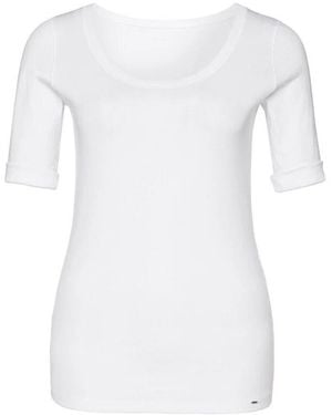 Marc Cain Klassisches Weißes Rundhals T-Shirt