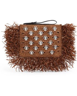 Rabanne Tassen ,Bruin ,Leer 1969 Fringed Pouch