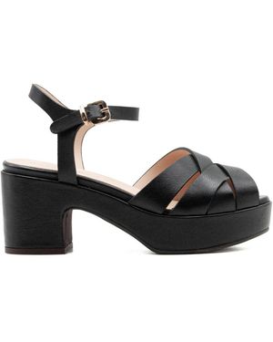 Duccio Del Duca Schoenen ,Zwart ,Leer Leren Sandalen Met Hoge Hak