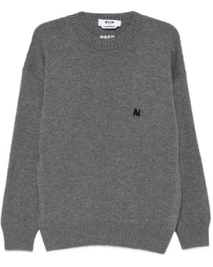 MSGM Round-Neck Knitwear - Grey