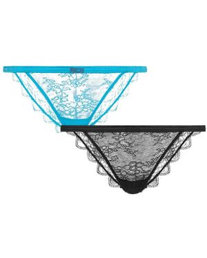 John Richmond Geborduurde Kanten Bikinislip - Blauw