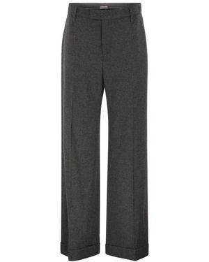 Brunello Cucinelli Broeken ,Grijs ,Wijde Broek