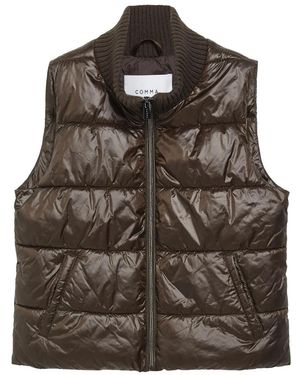 Comma, Jassen ,Bruin ,Polyester Puffer Vest Met Ritszakken