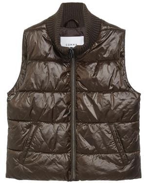 Comma, Jassen ,Bruin ,Polyester Puffer Vest Met Ritszakken