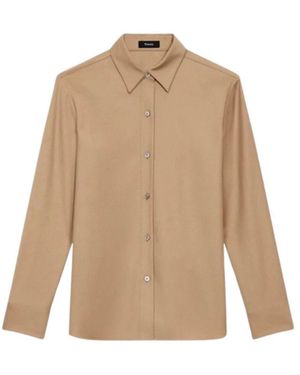 Theory Kamel flanell hemd gerader schnitt - Natur