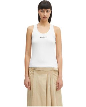Palm Angels Classic Logo Rib Tank - Naturel