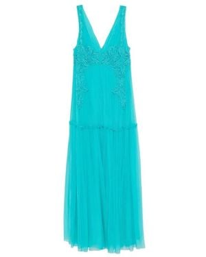 Alberta Ferretti Abito Lungo Azzurro Ins. Ricami - Blauw