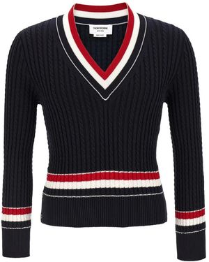 Thom Browne Braid Cotton Sweater - Blau