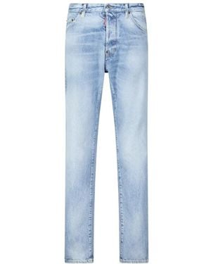 DSquared² Slim Fit Distressed Denim Jeans - Blau