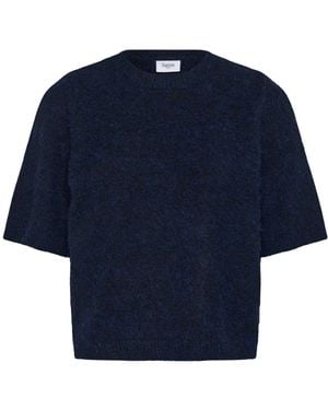 Saint Tropez Truien & Vesten ,Blauw ,Polyester Mila R-Neck Pullover