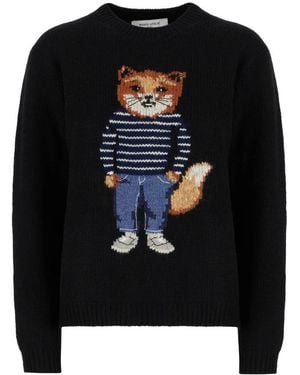 Maison Kitsuné Round-Neck Knitwear - Negro
