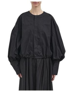 Thelatest Overhemden ,Zwart ,Katoen Camicia Girocollo