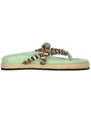 Missoni Leder- Und Stoffpantoletten - Grün