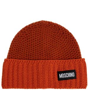 Moschino Accessoires ,Rood ,Wol Muts Met Logopatch