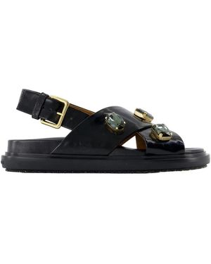 Marni Flat Sandals - Black