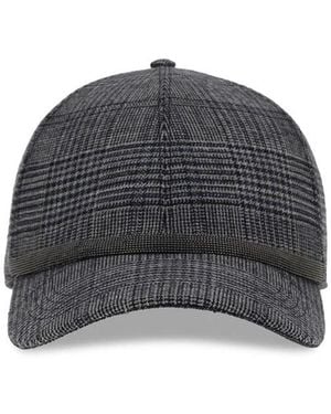Brunello Cucinelli Prince Of Wales Stoffen Baseballpet Met Glanzende Band - Grijs