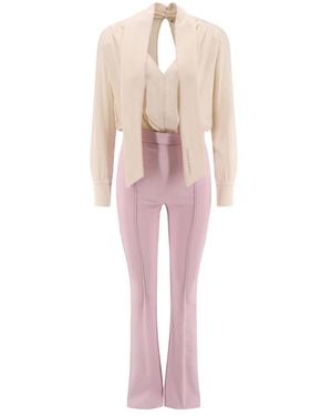 Elisabetta Franchi Jumpsuits & Playsuits ,Zijden Geborduurde Jumpsuit - Roze