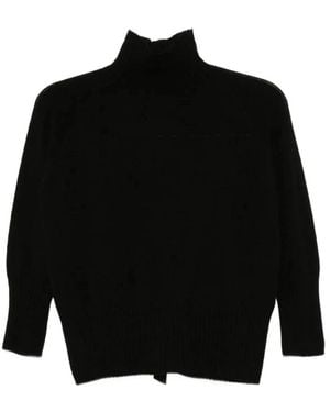 Simone Rocha Hoge Hals Kasjmier Trui Met Lintdetail - Zwart