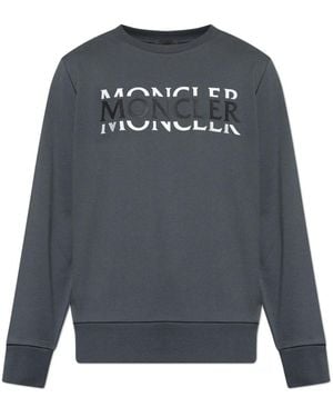 Moncler Hoodies & Sweatvesten ,Grijs ,Katoen Sweatshirt Met Geprint Logo
